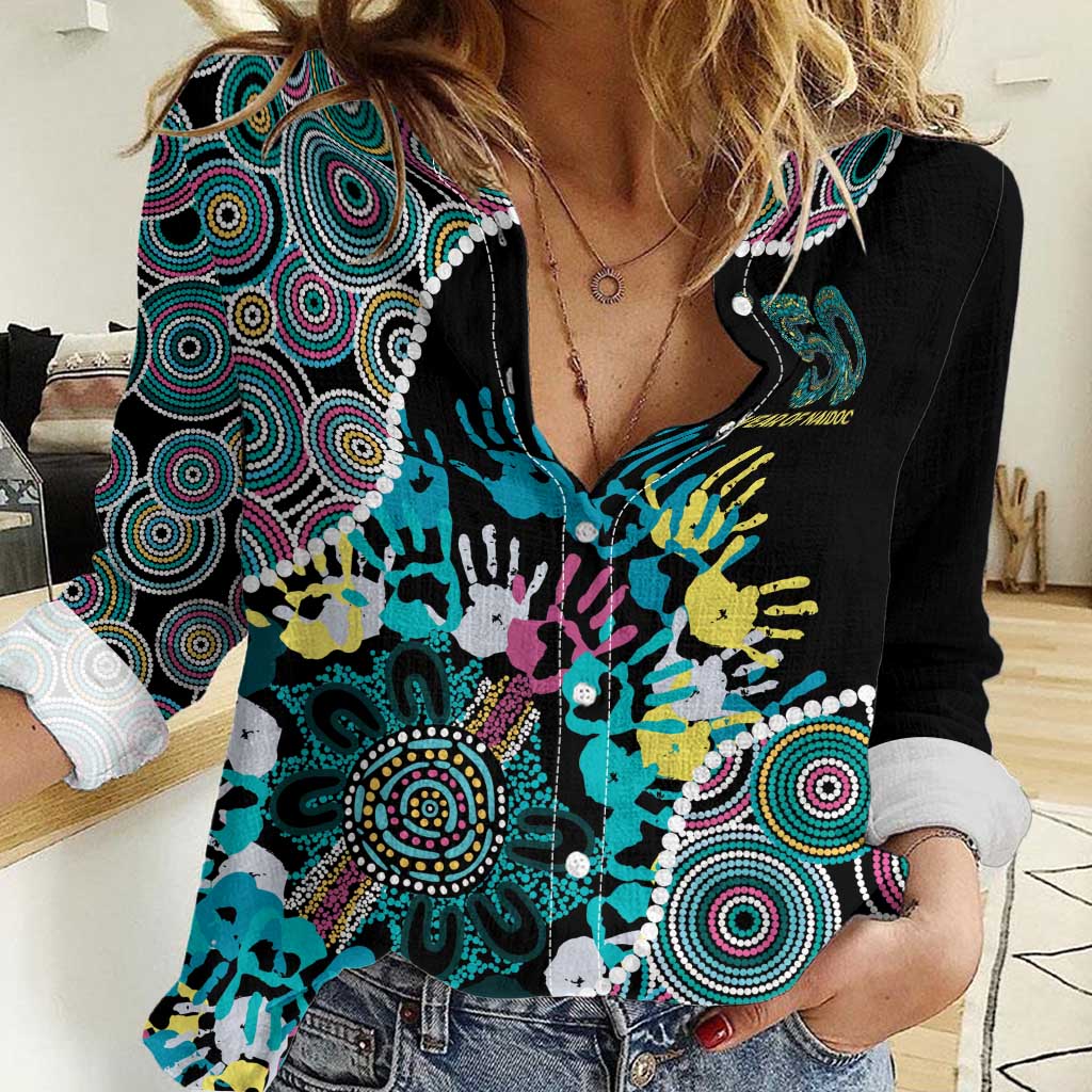 Honouring 50 Year Of NAIDOC Women Casual Shirt Honouring The Next Generation Pastel Aboriginal Art