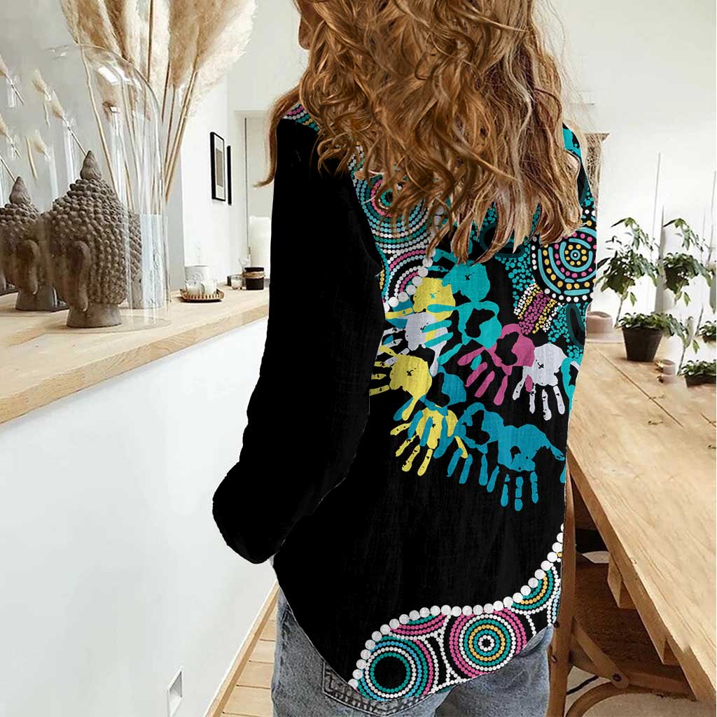 Honouring 50 Year Of NAIDOC Women Casual Shirt Honouring The Next Generation Pastel Aboriginal Art