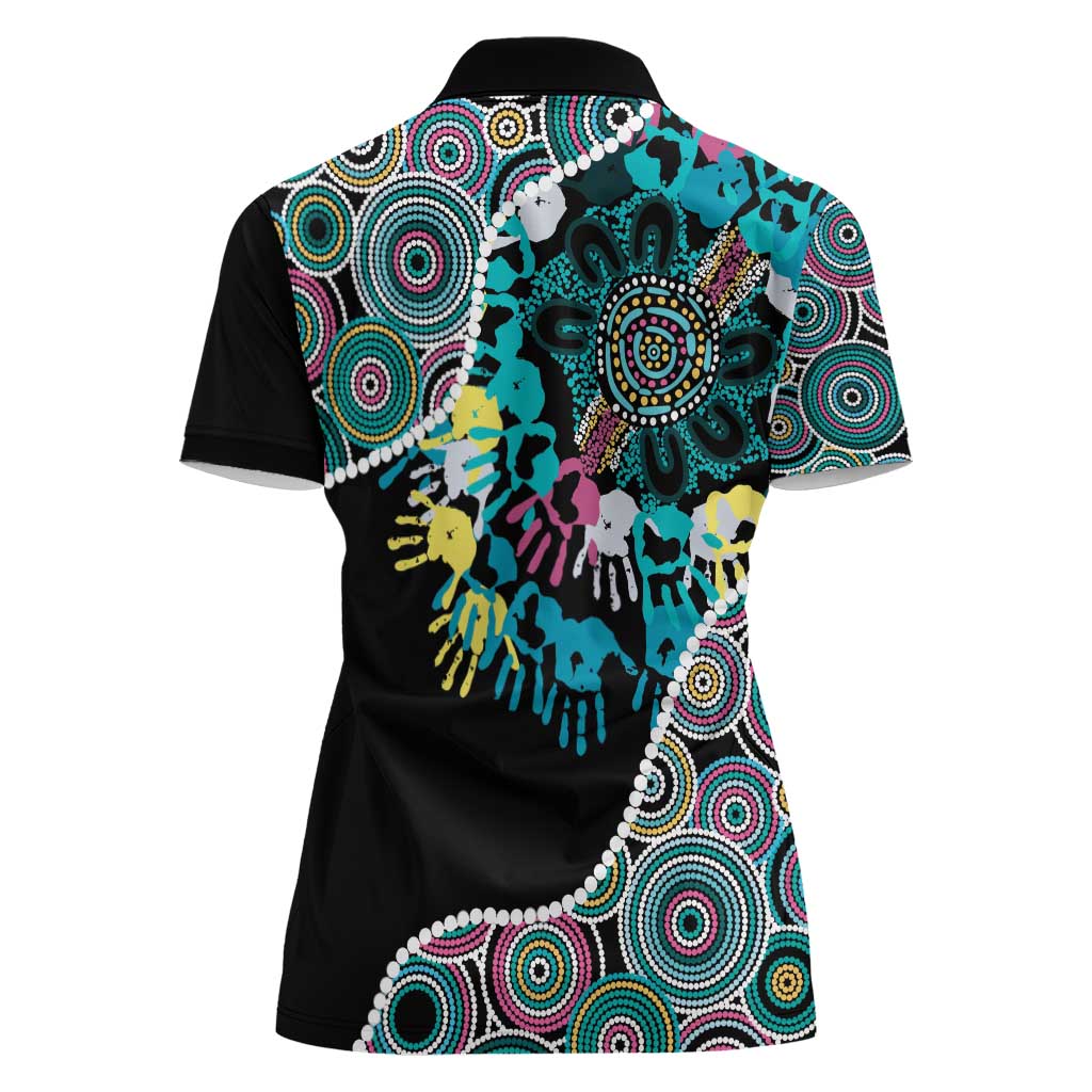 Honouring 50 Year Of NAIDOC Women Polo Shirt Honouring The Next Generation Pastel Aboriginal Art