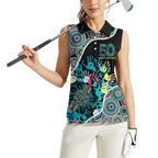 Honouring 50 Year Of NAIDOC Women Sleeveless Polo Shirt Honouring The Next Generation Pastel Aboriginal Art