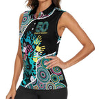 Honouring 50 Year Of NAIDOC Women Sleeveless Polo Shirt Honouring The Next Generation Pastel Aboriginal Art