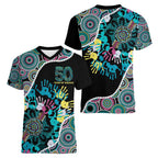 Honouring 50 Year Of NAIDOC Women V-Neck T-Shirt Honouring The Next Generation Pastel Aboriginal Art