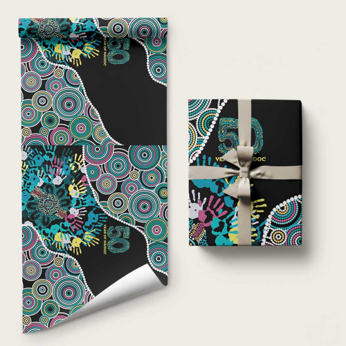 Honouring 50 Year Of NAIDOC Wrapping Paper Honouring The Next Generation Pastel Aboriginal Art - Aussie Hoodie