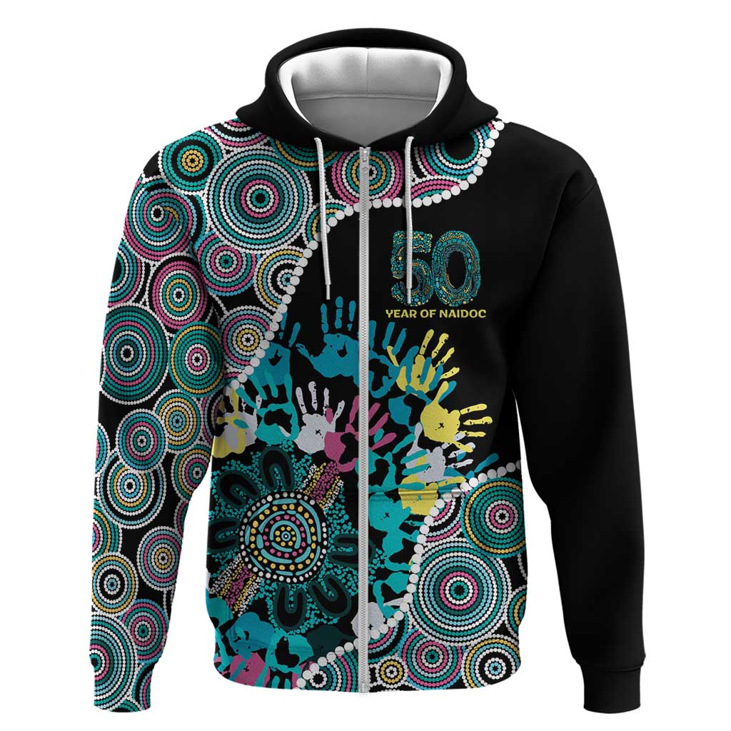 Honouring 50 Year Of NAIDOC Zip Hoodie Honouring The Next Generation Pastel Aboriginal Art