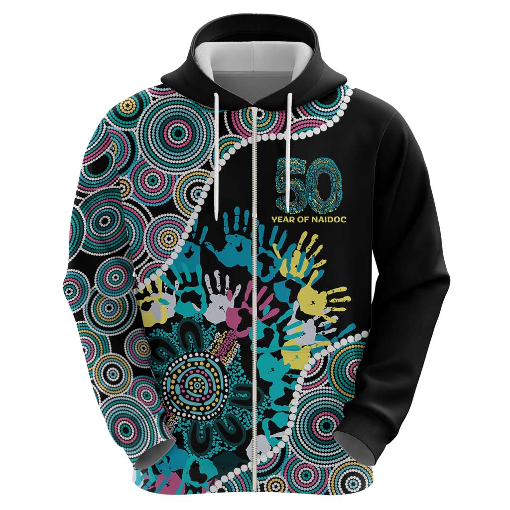 Honouring 50 Year Of NAIDOC Zip Hoodie Honouring The Next Generation Pastel Aboriginal Art