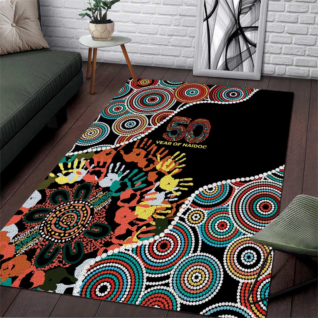 Honouring 50 Year Of NAIDOC Area Rug Honouring The Next Generation Red Aboriginal Art