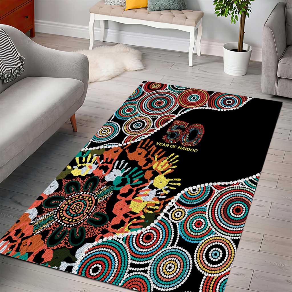 Honouring 50 Year Of NAIDOC Area Rug Honouring The Next Generation Red Aboriginal Art
