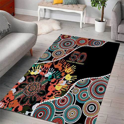 Honouring 50 Year Of NAIDOC Area Rug Honouring The Next Generation Red Aboriginal Art