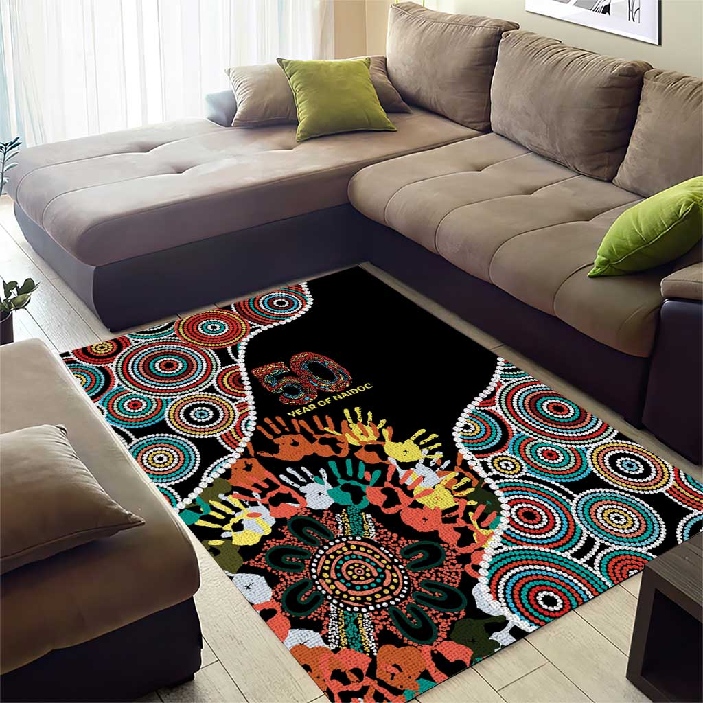 Honouring 50 Year Of NAIDOC Area Rug Honouring The Next Generation Red Aboriginal Art