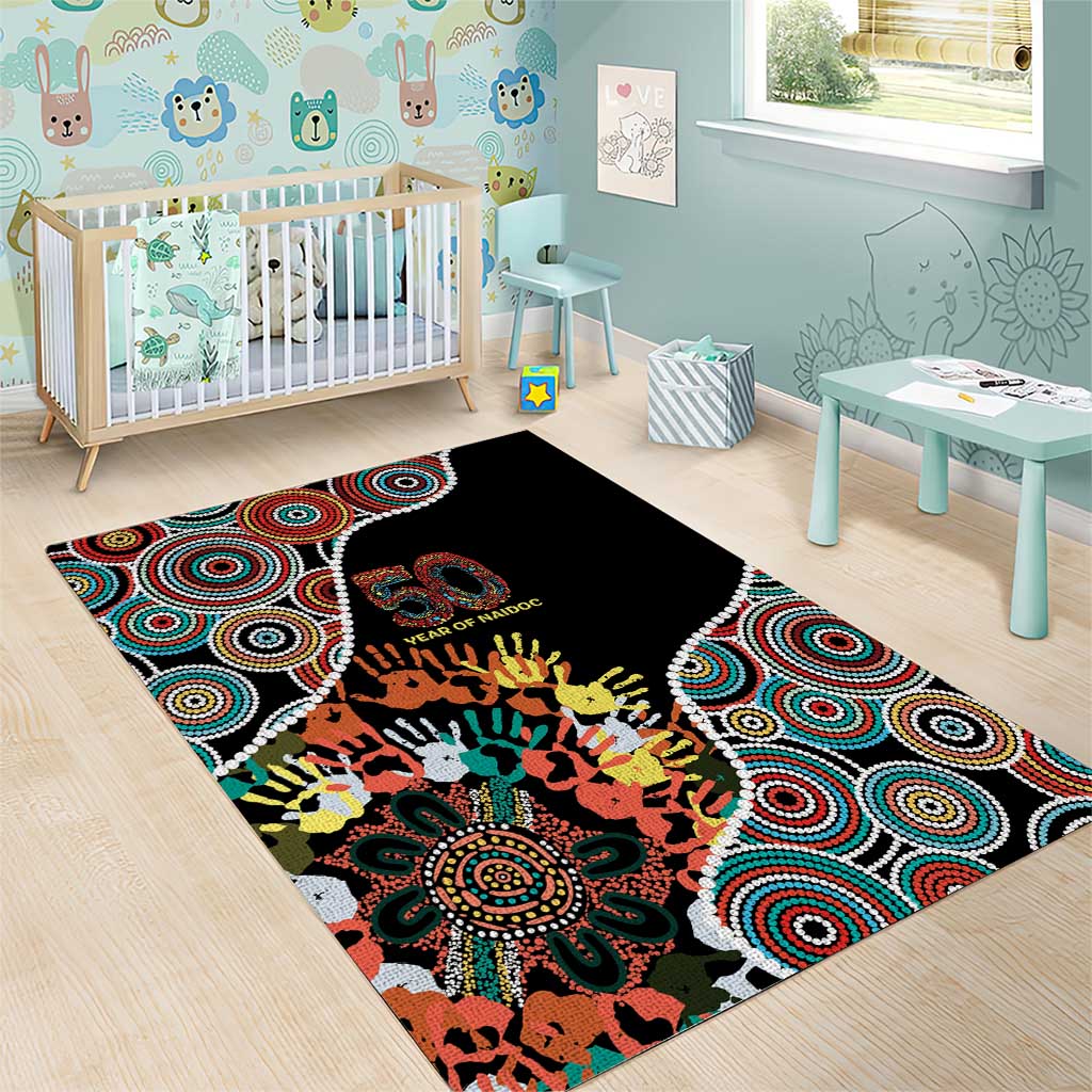 Honouring 50 Year Of NAIDOC Area Rug Honouring The Next Generation Red Aboriginal Art