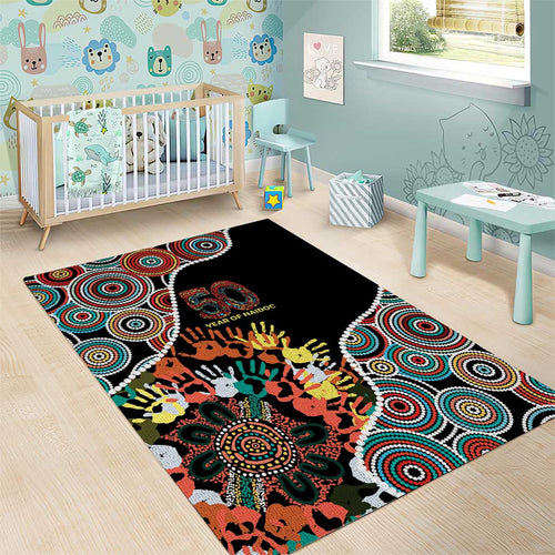 Honouring 50 Year Of NAIDOC Area Rug Honouring The Next Generation Red Aboriginal Art