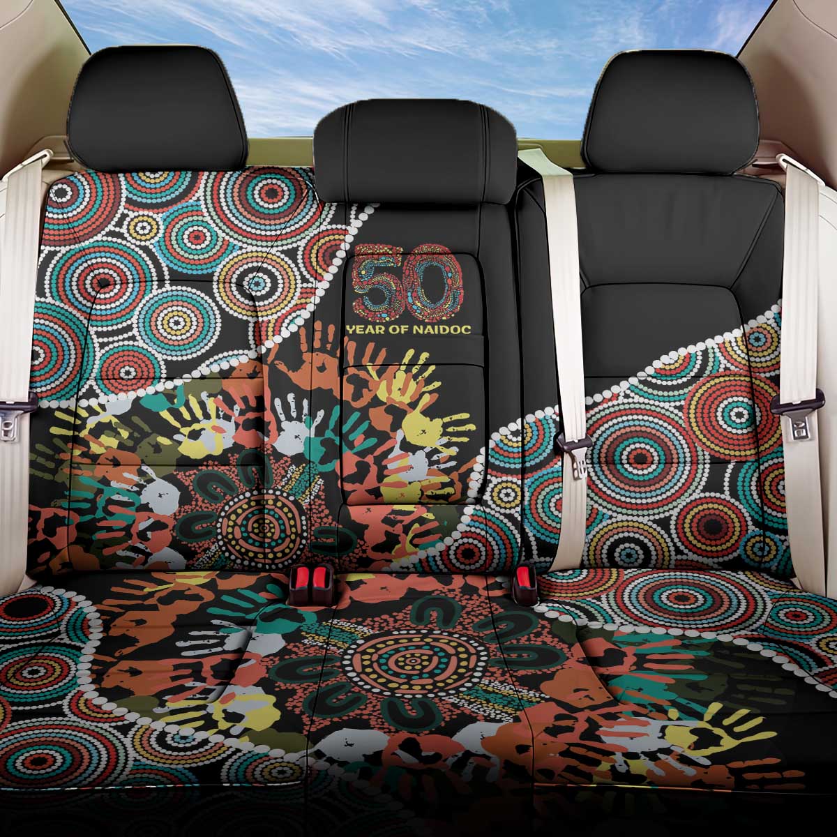 Honouring 50 Year Of NAIDOC Back Car Seat Cover Honouring The Next Generation Red Aboriginal Art