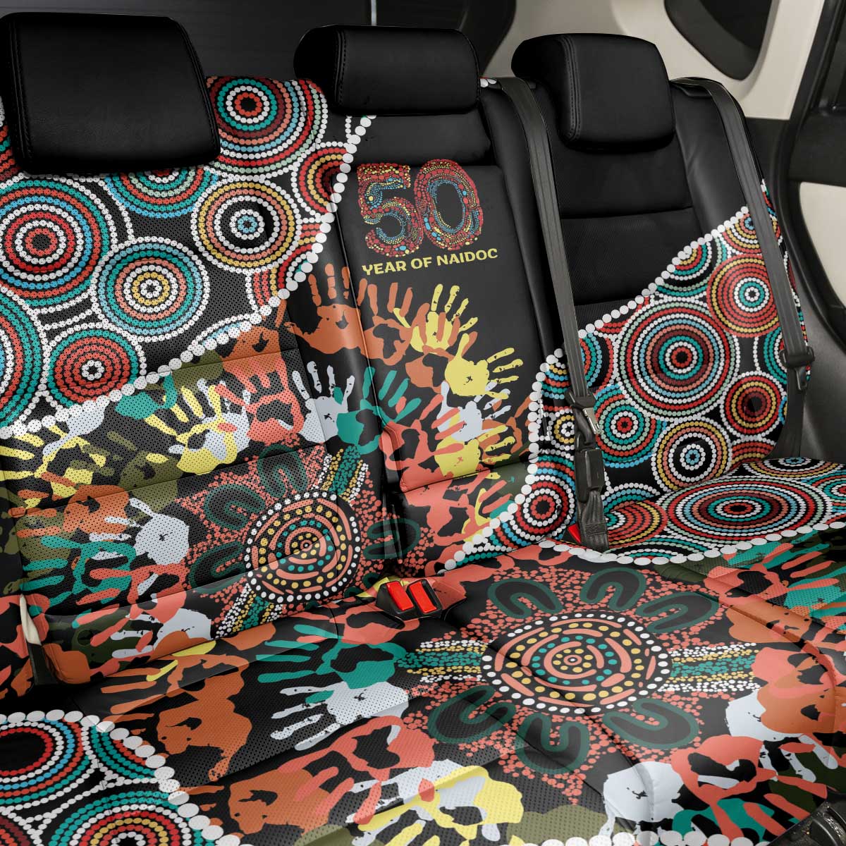 Honouring 50 Year Of NAIDOC Back Car Seat Cover Honouring The Next Generation Red Aboriginal Art