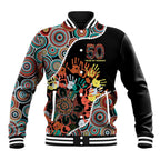 Honouring 50 Year Of NAIDOC Baseball Jacket Honouring The Next Generation Red Aboriginal Art
