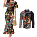 Honouring 50 Year Of NAIDOC Couples Matching Mermaid Dress and Long Sleeve Button Shirt Honouring The Next Generation Red Aboriginal Art