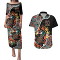 Honouring 50 Year Of NAIDOC Couples Matching Puletasi and Hawaiian Shirt Honouring The Next Generation Red Aboriginal Art