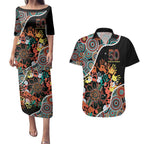 Honouring 50 Year Of NAIDOC Couples Matching Puletasi and Hawaiian Shirt Honouring The Next Generation Red Aboriginal Art