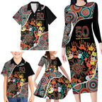 Honouring 50 Year Of NAIDOC Family Matching Long Sleeve Bodycon Dress and Hawaiian Shirt Honouring The Next Generation Red Aboriginal Art