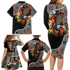 Honouring 50 Year Of NAIDOC Family Matching Long Sleeve Bodycon Dress and Hawaiian Shirt Honouring The Next Generation Red Aboriginal Art