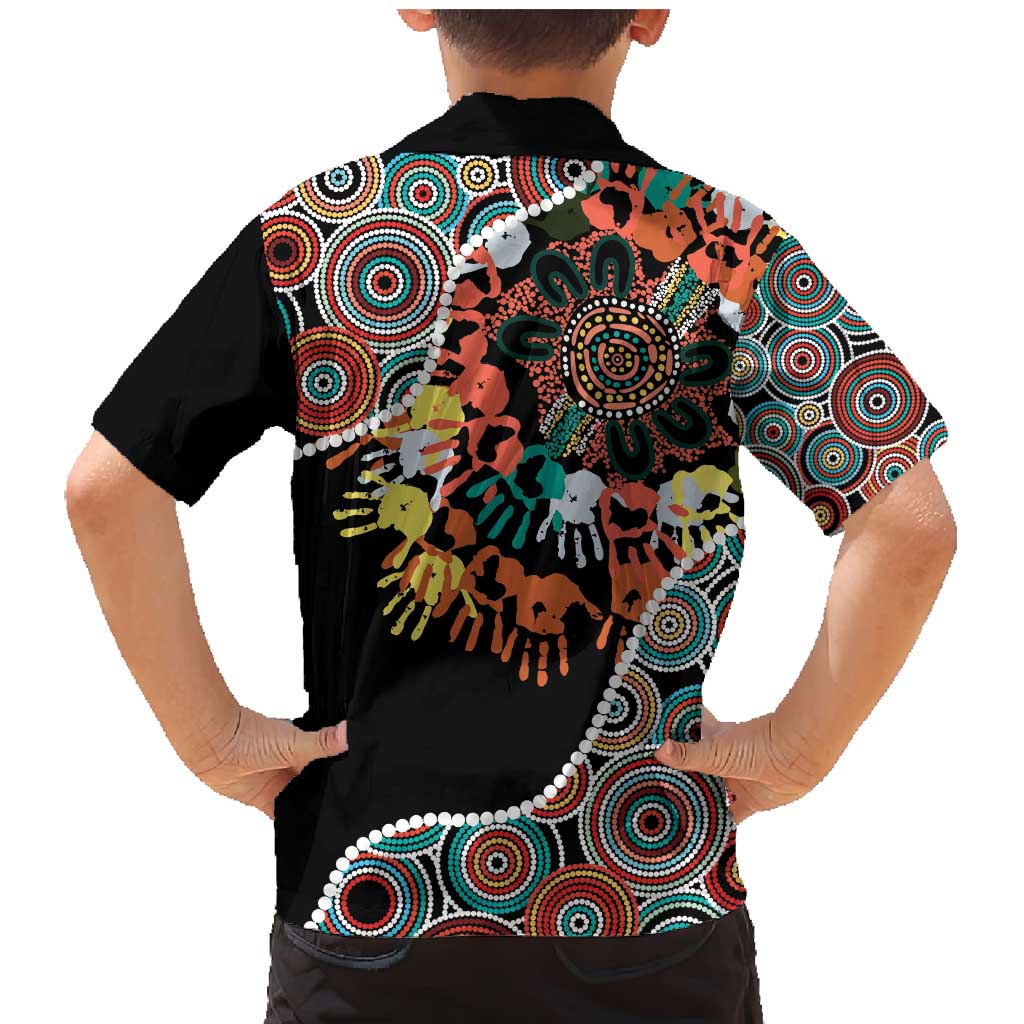 Honouring 50 Year Of NAIDOC Family Matching Mermaid Dress and Hawaiian Shirt Honouring The Next Generation Red Aboriginal Art