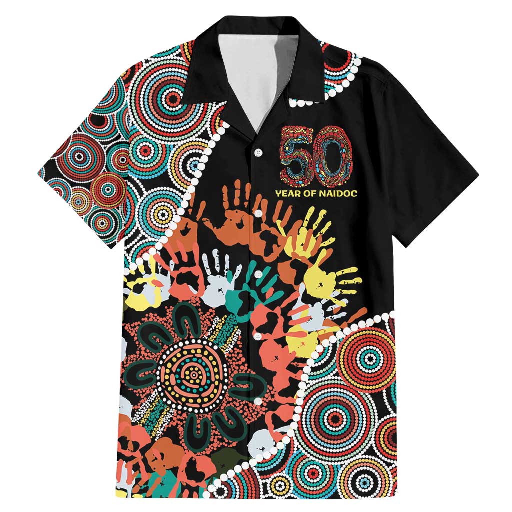Honouring 50 Year Of NAIDOC Family Matching Mermaid Dress and Hawaiian Shirt Honouring The Next Generation Red Aboriginal Art