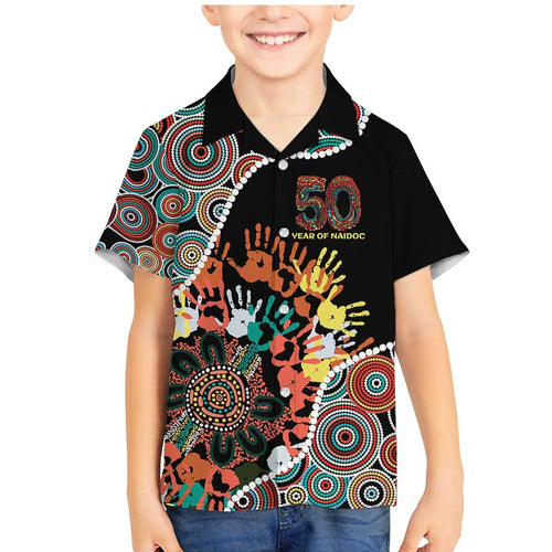 Honouring 50 Year Of NAIDOC Family Matching Mermaid Dress and Hawaiian Shirt Honouring The Next Generation Red Aboriginal Art