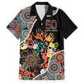 Honouring 50 Year Of NAIDOC Family Matching Off Shoulder Maxi Dress and Hawaiian Shirt Honouring The Next Generation Red Aboriginal Art