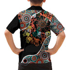 Honouring 50 Year Of NAIDOC Family Matching Off Shoulder Short Dress and Hawaiian Shirt Honouring The Next Generation Red Aboriginal Art