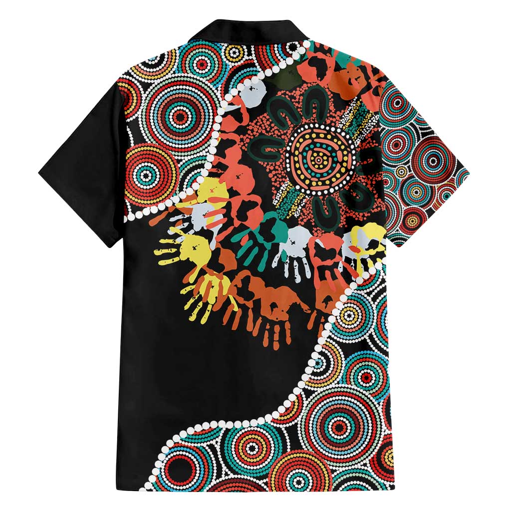 Honouring 50 Year Of NAIDOC Family Matching Off Shoulder Short Dress and Hawaiian Shirt Honouring The Next Generation Red Aboriginal Art