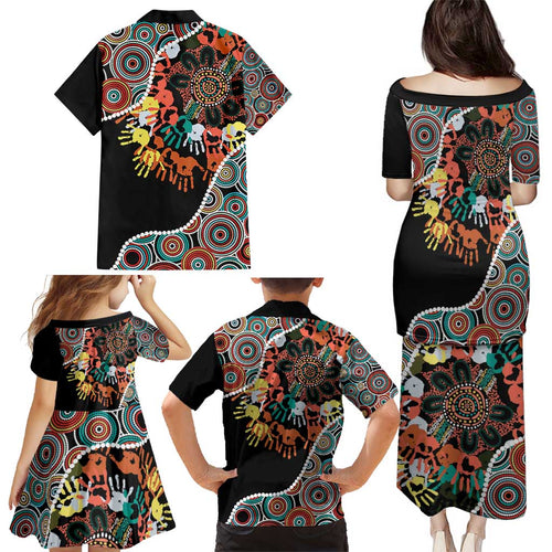 Honouring 50 Year Of NAIDOC Family Matching Puletasi and Hawaiian Shirt Honouring The Next Generation Red Aboriginal Art