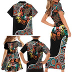 Honouring 50 Year Of NAIDOC Family Matching Short Sleeve Bodycon Dress and Hawaiian Shirt Honouring The Next Generation Red Aboriginal Art