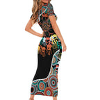 Honouring 50 Year Of NAIDOC Family Matching Short Sleeve Bodycon Dress and Hawaiian Shirt Honouring The Next Generation Red Aboriginal Art