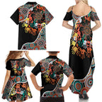 Honouring 50 Year Of NAIDOC Family Matching Summer Maxi Dress and Hawaiian Shirt Honouring The Next Generation Red Aboriginal Art