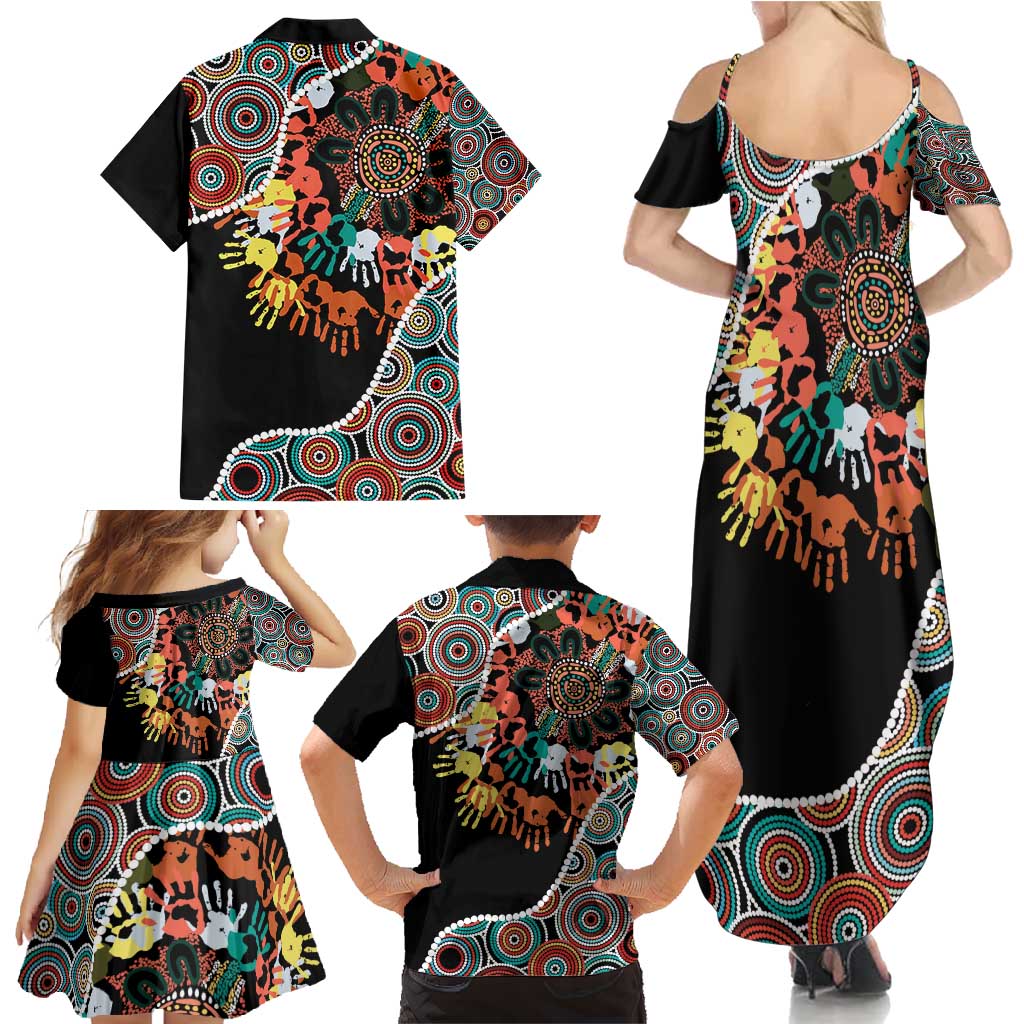 Honouring 50 Year Of NAIDOC Family Matching Summer Maxi Dress and Hawaiian Shirt Honouring The Next Generation Red Aboriginal Art
