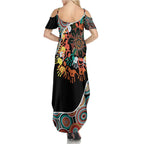Honouring 50 Year Of NAIDOC Family Matching Summer Maxi Dress and Hawaiian Shirt Honouring The Next Generation Red Aboriginal Art