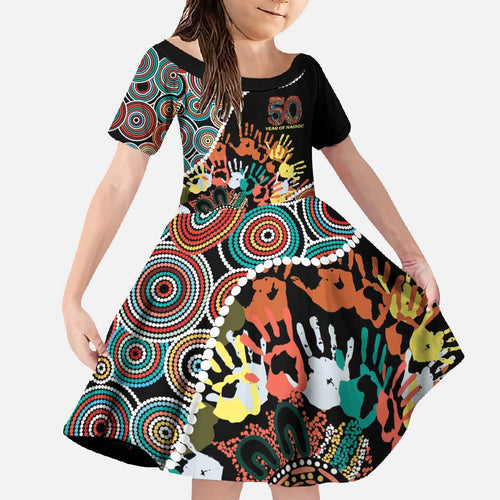 Honouring 50 Year Of NAIDOC Family Matching Tank Maxi Dress and Hawaiian Shirt Honouring The Next Generation Red Aboriginal Art