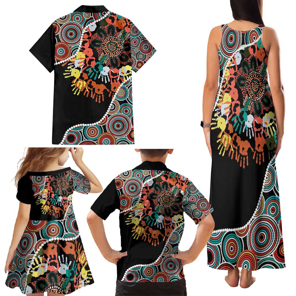 Honouring 50 Year Of NAIDOC Family Matching Tank Maxi Dress and Hawaiian Shirt Honouring The Next Generation Red Aboriginal Art
