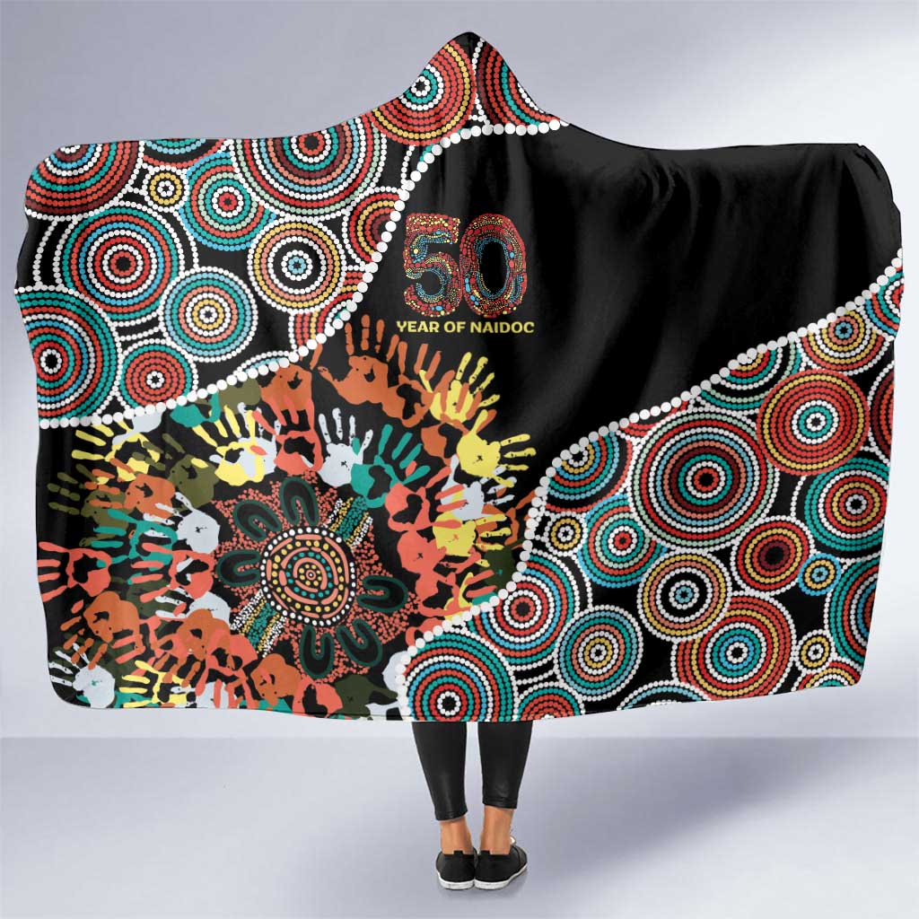 Honouring 50 Year Of NAIDOC Hooded Blanket Honouring The Next Generation Red Aboriginal Art