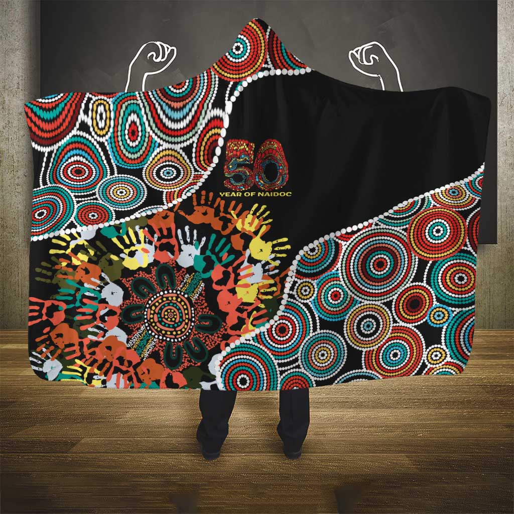 Honouring 50 Year Of NAIDOC Hooded Blanket Honouring The Next Generation Red Aboriginal Art