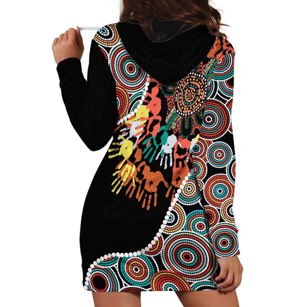 Honouring 50 Year Of NAIDOC Hoodie Dress Honouring The Next Generation Red Aboriginal Art