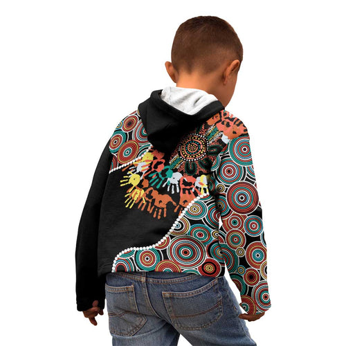 Honouring 50 Year Of NAIDOC Kid Hoodie Honouring The Next Generation Red Aboriginal Art