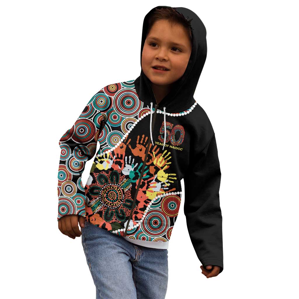 Honouring 50 Year Of NAIDOC Kid Hoodie Honouring The Next Generation Red Aboriginal Art