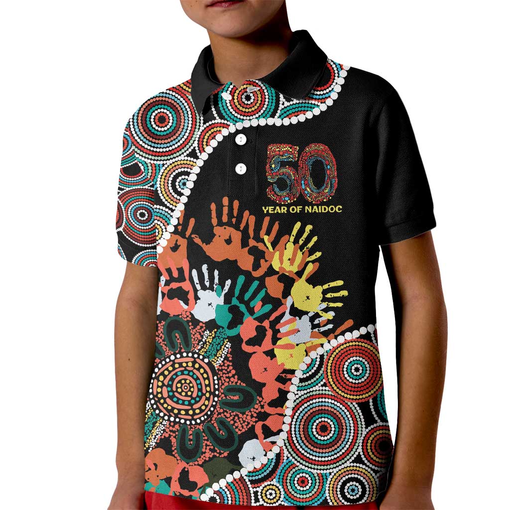 Honouring 50 Year Of NAIDOC Kid Polo Shirt Honouring The Next Generation Red Aboriginal Art