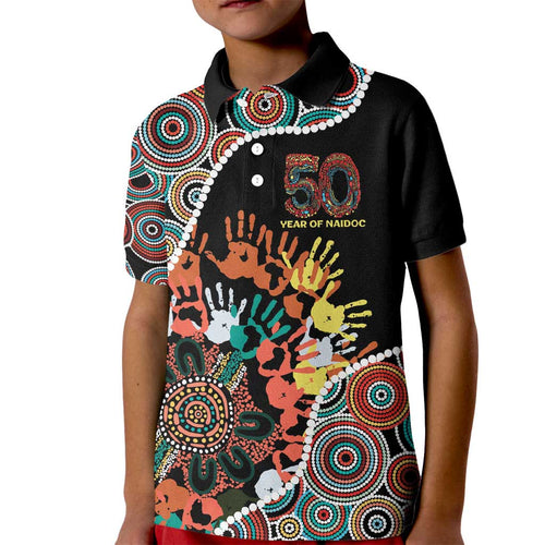 Honouring 50 Year Of NAIDOC Kid Polo Shirt Honouring The Next Generation Red Aboriginal Art