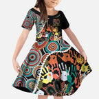 Honouring 50 Year Of NAIDOC Kid Short Sleeve Dress Honouring The Next Generation Red Aboriginal Art