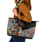 Honouring 50 Year Of NAIDOC Leather Tote Bag Honouring The Next Generation Red Aboriginal Art