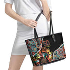 Honouring 50 Year Of NAIDOC Leather Tote Bag Honouring The Next Generation Red Aboriginal Art