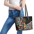 Honouring 50 Year Of NAIDOC Leather Tote Bag Honouring The Next Generation Red Aboriginal Art