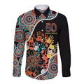 Honouring 50 Year Of NAIDOC Long Sleeve Button Shirt Honouring The Next Generation Red Aboriginal Art