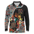Honouring 50 Year Of NAIDOC Long Sleeve Polo Shirt Honouring The Next Generation Red Aboriginal Art